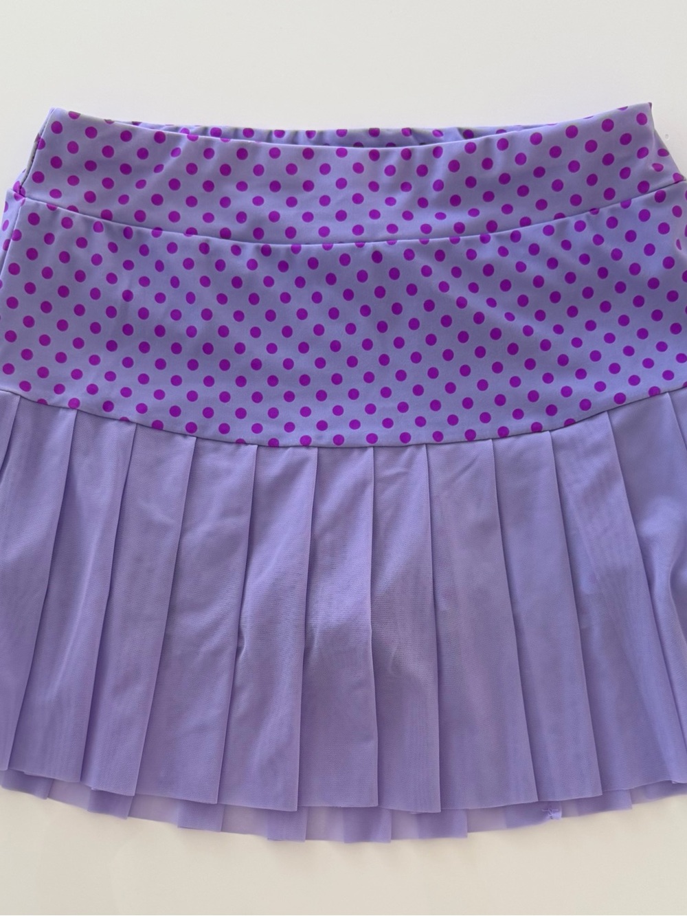 Tzu Tzu Lavender Mini Skirt with Magenta Polka Dot Waistband Pickleball